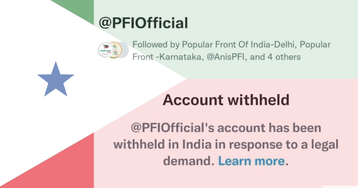 Ban on PFI: Twitter account of Popular Front of India withheld in India